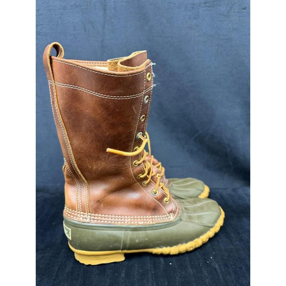 Vtg LL Bean Maine Hunting Shoe Brown Leather 11.5